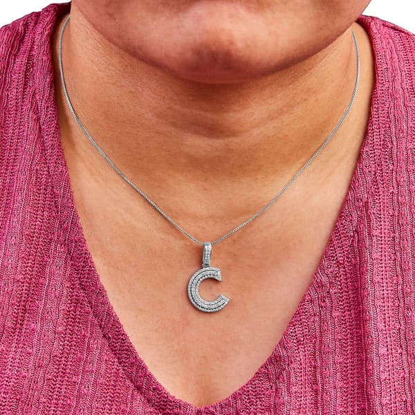 Haus of Brilliance Silver 7/8ctw. Lab Grown Diamond C Pendant
