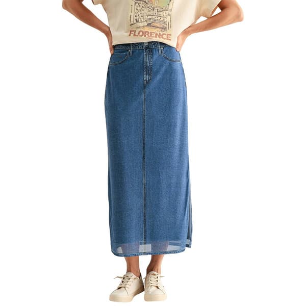 Womens CITY BLUES Denim Mesh Midi Skirt - image 