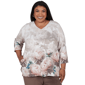 Plus Size Alfred Dunner Luxe Be A Lady V-Neck Peony Blouse - image 1
