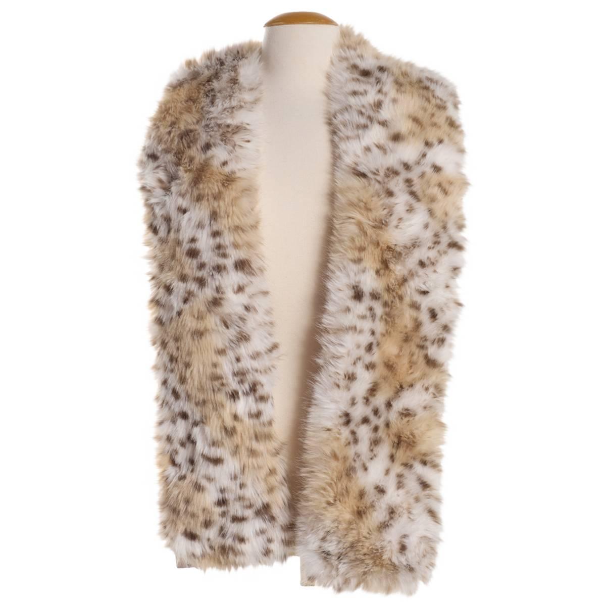 Womens Betsey Johnson Snow Leopard Faux Fur Scarf