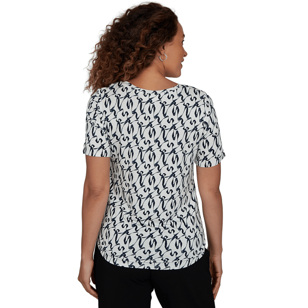 Petite Emaline Key Items Short Sleeve Abstract V Neck Blouse