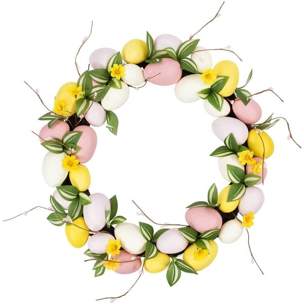 Northlight Seasonal Easter Eggs & Flower Buds Artificial Wreath - image 