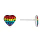 Sterling Silver Rainbow Pave Crystal Heart Stud Earrings - image 1
