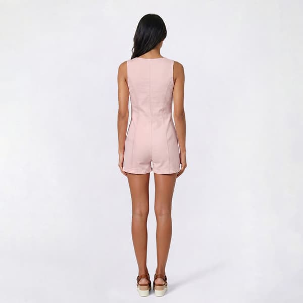 Juniors Love Tree Stretch Denim Button Front Romper
