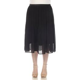 White Mark Plus Size Pleated Chiffon Midi Skirt
