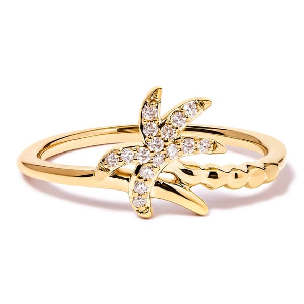 Haus of Brilliance 10kt. Gold 1/10ctw. Diamond Palm Tree Ring
