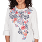 Petite Alfred Dunner Austin Floral Butterfly Embroidery Blouse - image 5