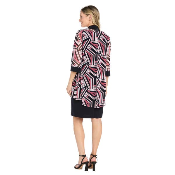 Womens R&M Richards 3/4 Sleeve Geometric Jacket Dress