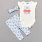 Baby Girl (NB-9M) bon bebe Cherry Bodysuit & Pants Set - image 1