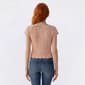 Juniors Pink Rose Short Sleeve Pointelle Knit Top - image 3