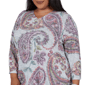 Plus Size Alfred Dunner Vail 3/4 Sleeve V-Neck Paisley Blouse - image 5