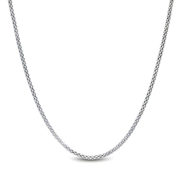 Sterling Silver Mini Popcorn Adjustable 20in. Chain Necklace - image 