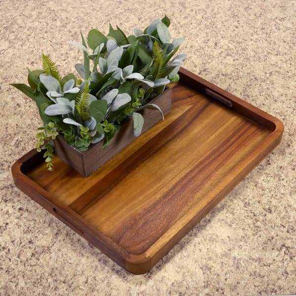 Kalmar Home Acacia Wood Large Rectangular Serving Tray