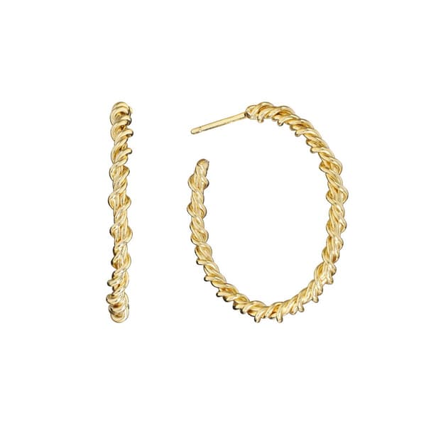 31mm Gold Over Brass Twist Hoop Earrings - image 