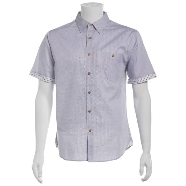 Mens Campia Short Sleeve Cotton Spandex Button Down Shirt - Navy