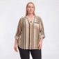 Plus Size Zac & Rachel Long Sleeve Button Front Stripe Blouse - image 1