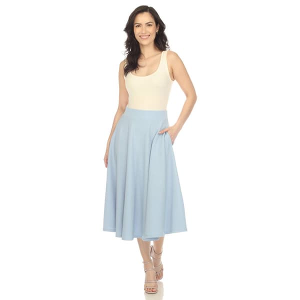 Womens White Mark Flared Midi Skirt with Pockets