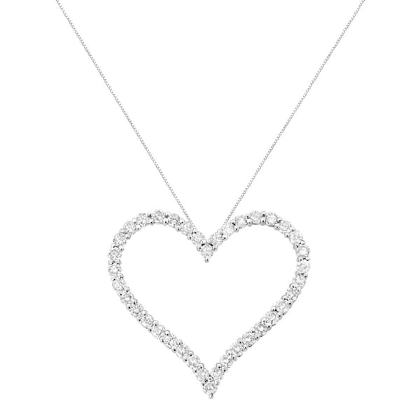 Haus of Brilliance Sterling Silver 3.0ctw. Diamond Heart Pendant