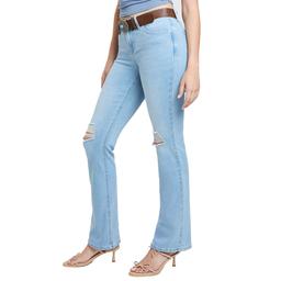 Juniors YMI® Mid Rise Ripped Bootcut Jeans with Western Belt