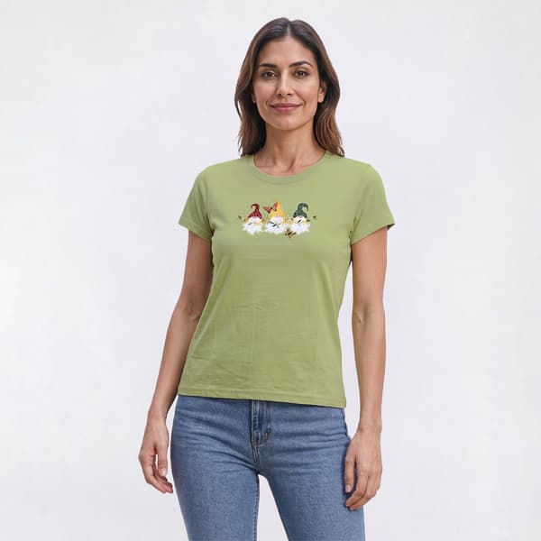 Womens Top Stitch by Morning Sun Mini Gnomes Tee - image 