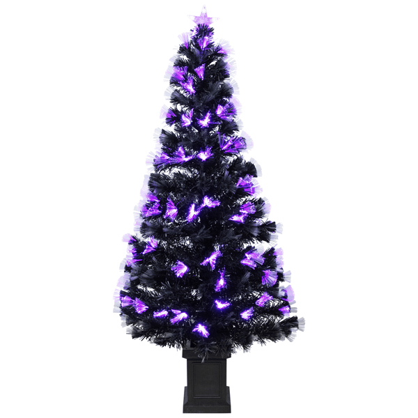 Northlight 5ft. Black Fiber Optic LED Pine Potted Halloween Tree