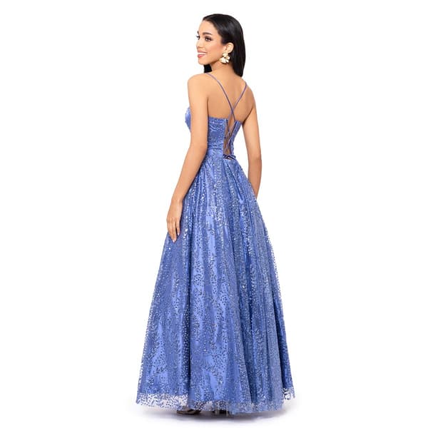 Juniors Blondie Nites All Over Glitter Lace Up Back A-Line Dress