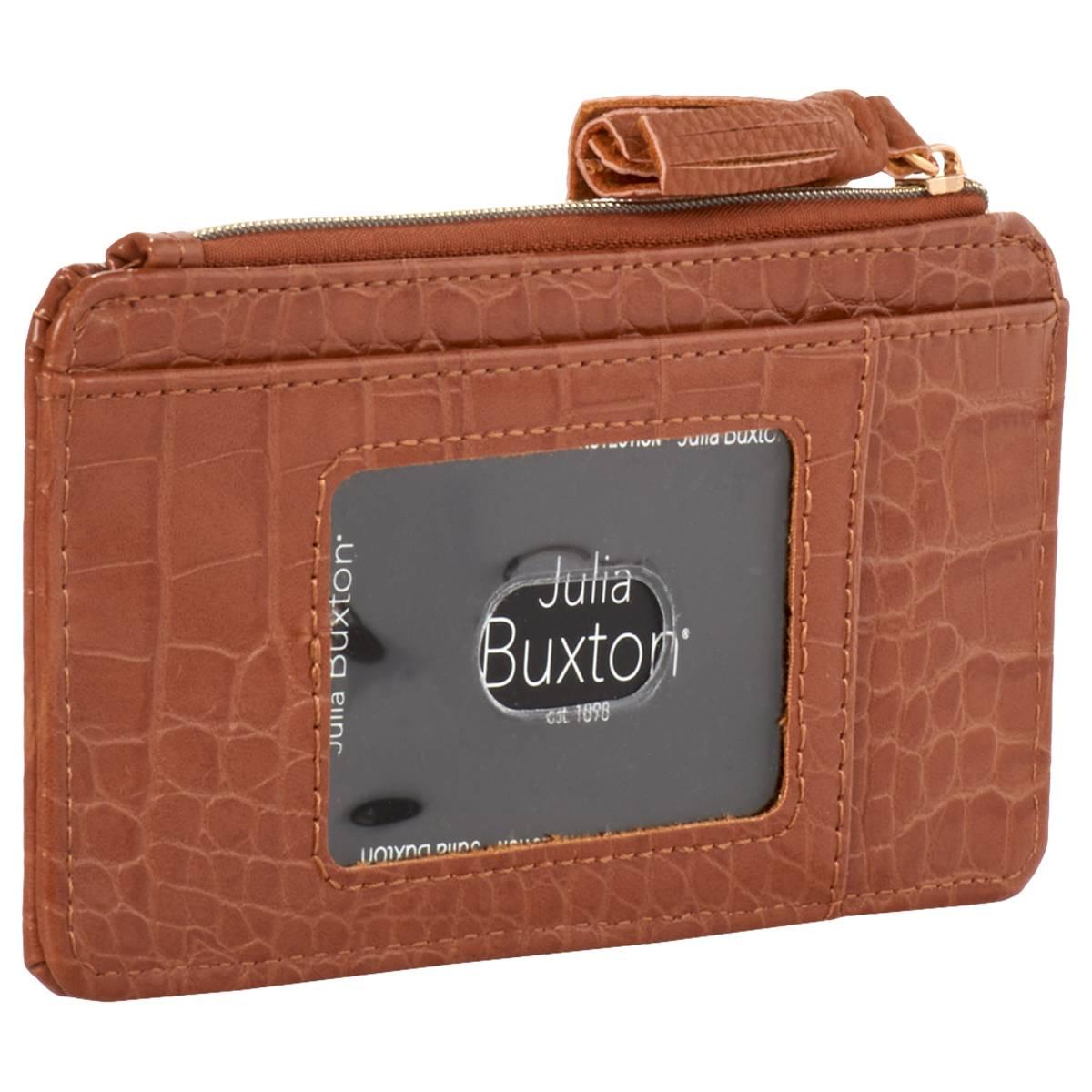 Womens Julia Buxton Slim Card Case - Camel Croco