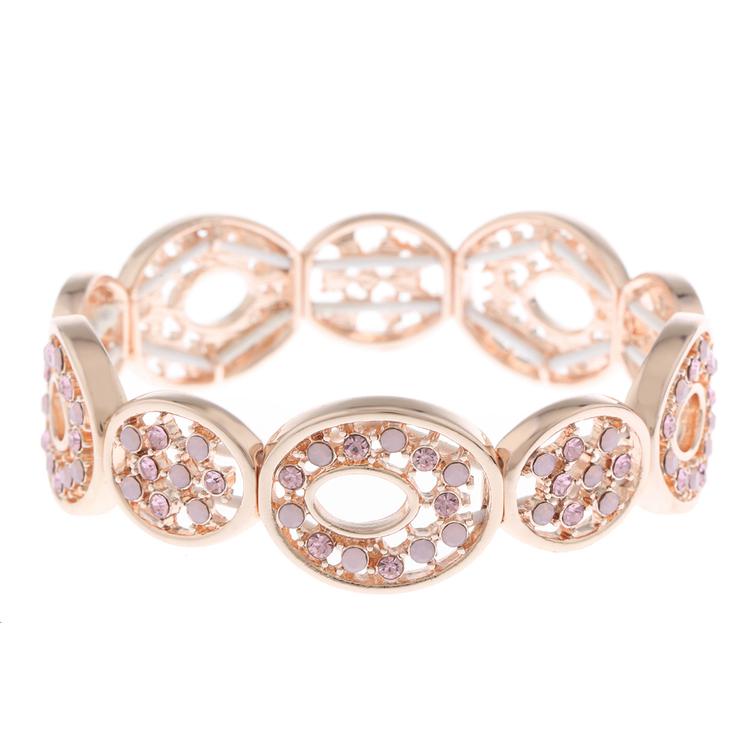 Gloria Vanderbilt Rose Gold-Tone Pink Stretch Bracelet