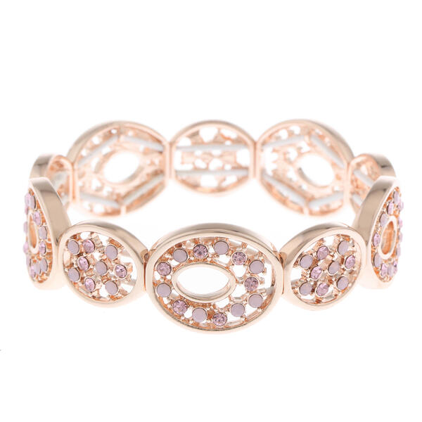 Gloria Vanderbilt Rose Gold-Tone Pink Stretch Bracelet - image 