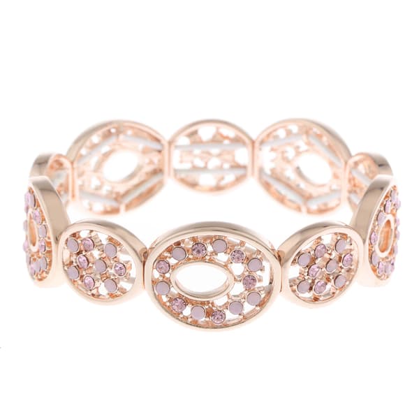 Gloria Vanderbilt Rose Gold-Tone Pink Stretch Bracelet - image 