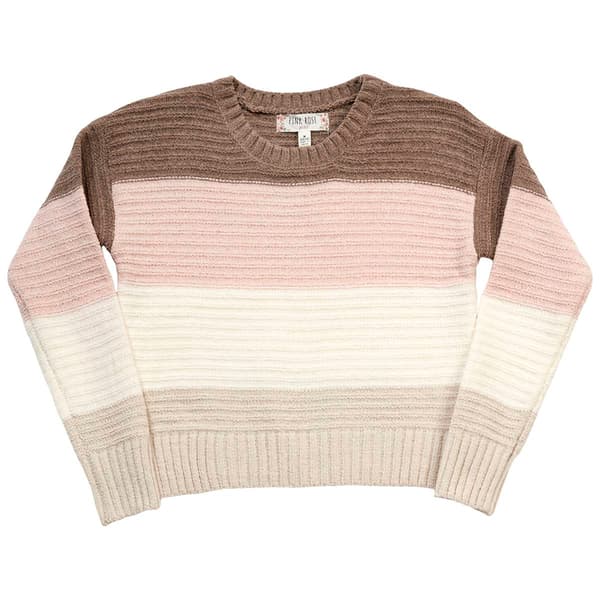 Girls &#40;7-16&#41; Pink Rose Stripe Matte Chenille Ribbed Sweater - image 