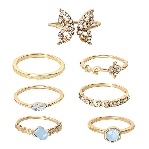 Jessica Simpson 7pc. Butterfly & Moonstone Rings - image 