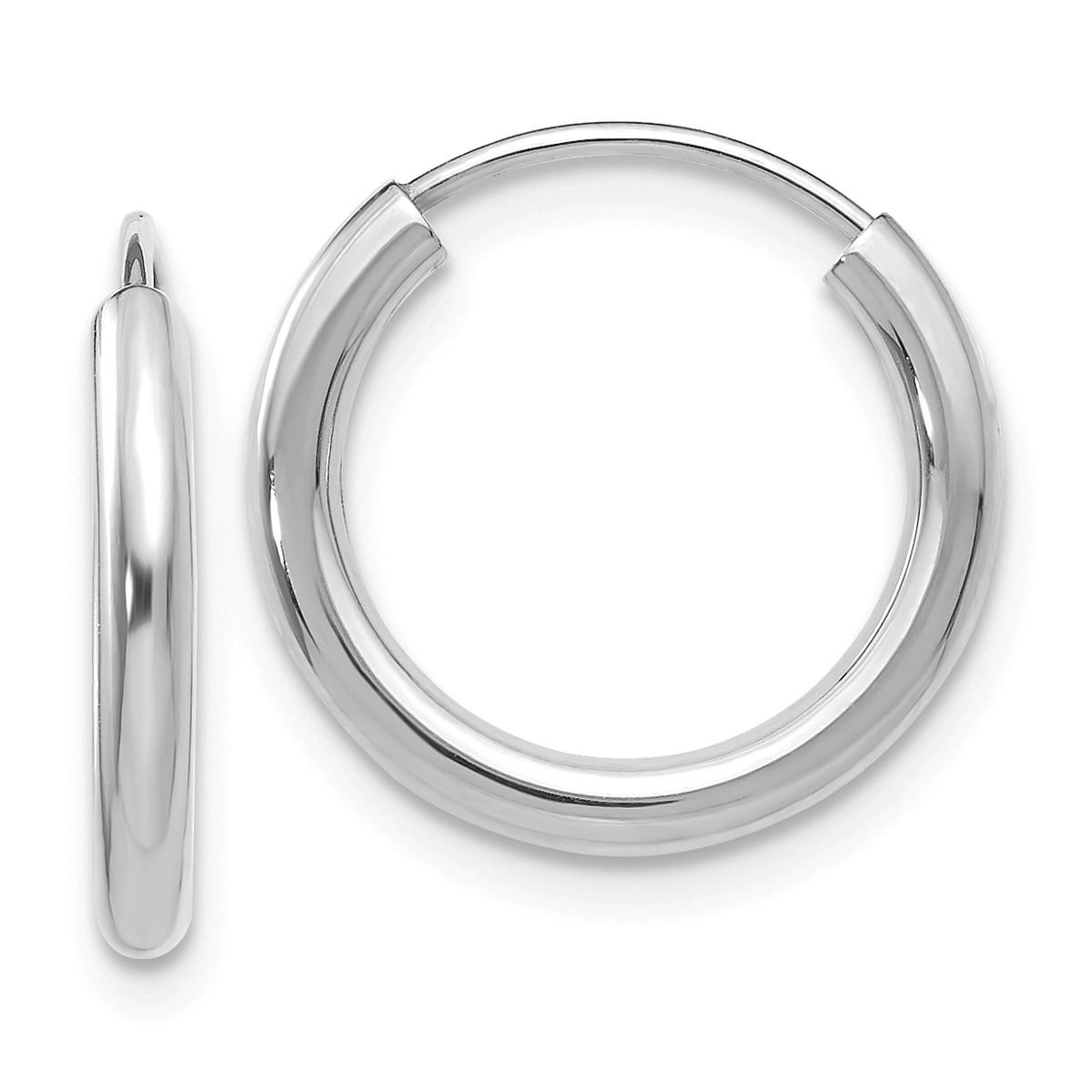Gold Classics™ 12mm. White Gold Polished Hoop Earrings