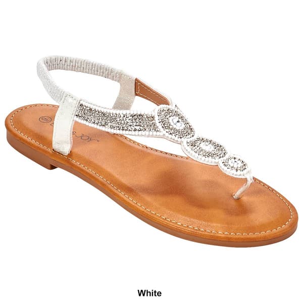 Womens Ella & Joy Circle Rhinestone T-Strap Sandals