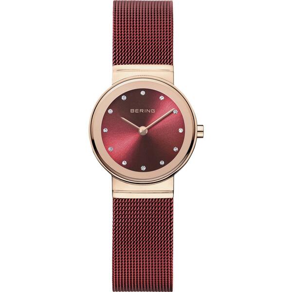Womens BERING Stainless Steel &amp; Red Mesh Watch - 10126-363 - image 
