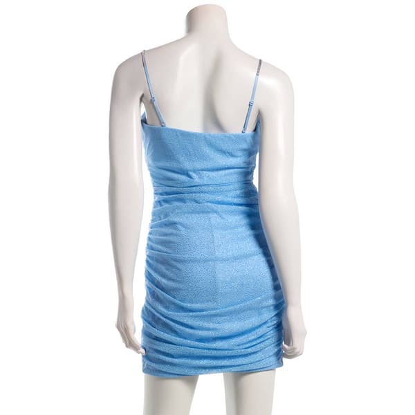 Juniors Emerald Sundae Mesh Rhinestone Strap Ruch Sheath Dress