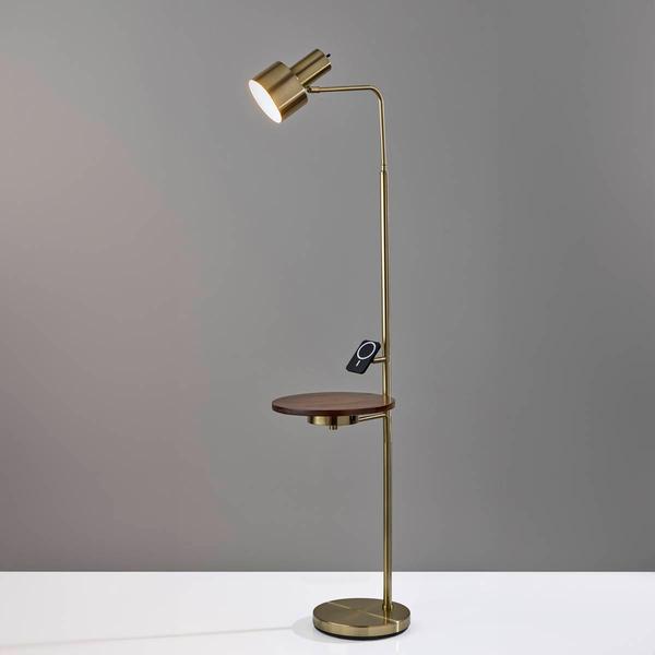 Adesso Joel Wireless Charging Task Floor Lamp with Metal Shade