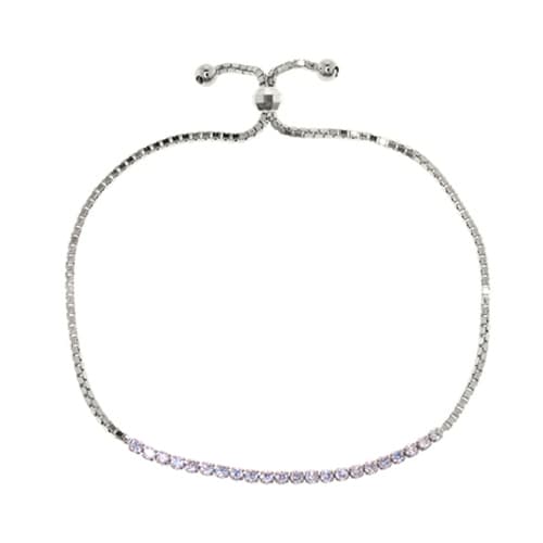 Sterling Silver Diamond Simulant Adjustable Bracelet - image 