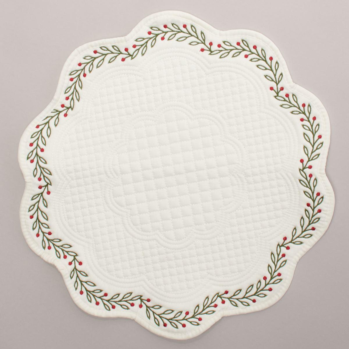 Hollies & Berries Embroidered Placemat
