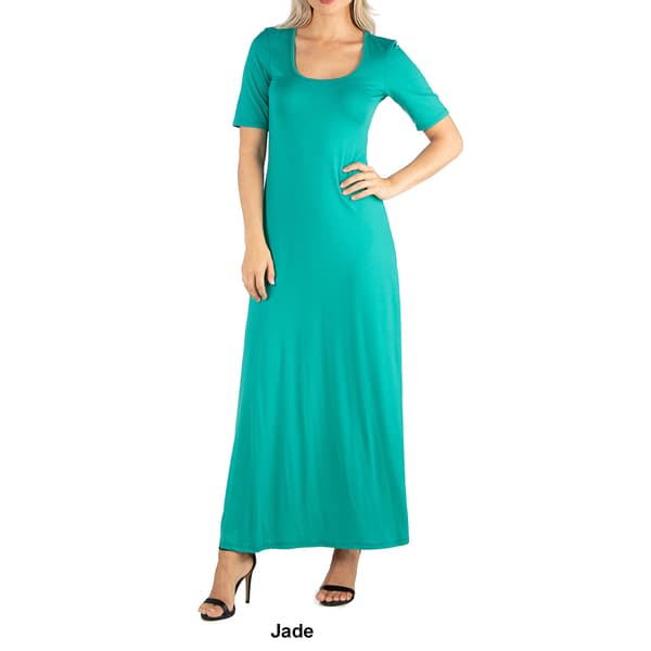 Womens 24/7 Comfort Apparel Casual Maxi Dress With Sleeves