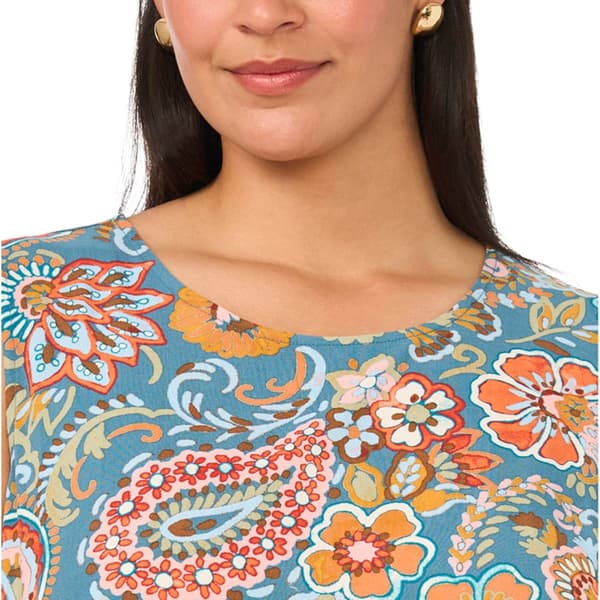 Plus Size MSK Sleeveless Floral Challis Ruffle Hem Shift Dress