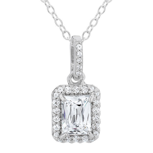 Forever New White Cubic Zirconia Baguette Pendant Necklace - image 