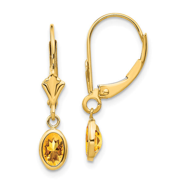 Gemstone Classics&#40;tm&#41; 14kt. Gold Citrine Leverback Earrings - image 