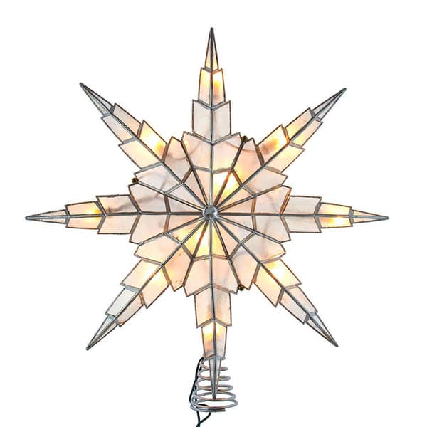 Kurt S. Adler 15in. Capiz Silver Star Tree Topper - image 