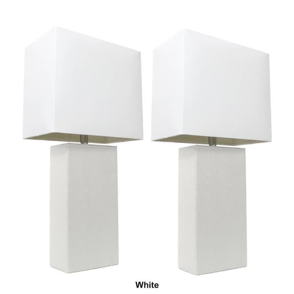 Elegant Designs&#8482; Modern Leather Table Lamps - Set of 2