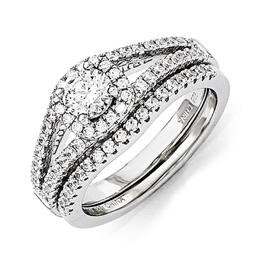 Sterling Silver CZ 2pc. Wedding Ring Set in Sterling Silver