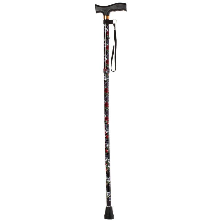 Adjustable Foldable Mobility Cane - Grey Floral