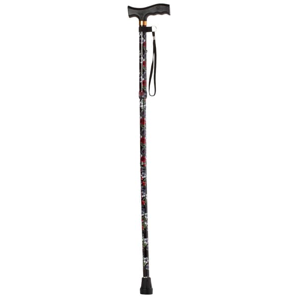 Adjustable Foldable Mobility Cane - Grey Floral
