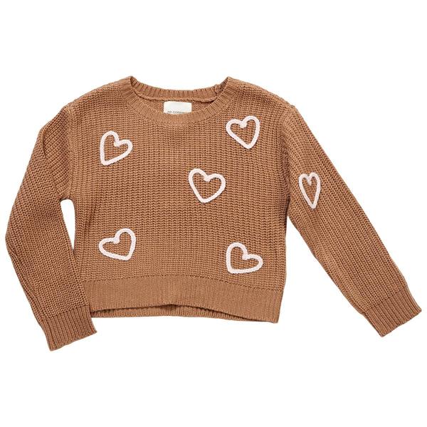 Girls (4-6x) No Comment Long Sleeve Braided Hearts Sweater - image 
