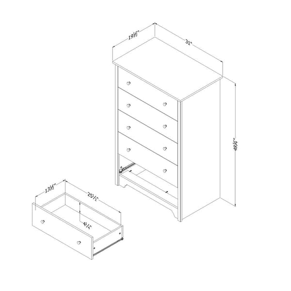 South Shore Vito Pure White 5-Drawer Chest